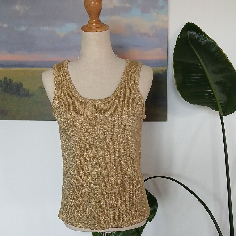 Laura Winston Lurex Gold Thick Knit Tank Top